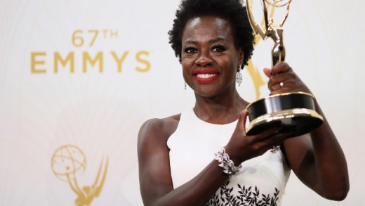 LOS ANGELES, CA - SEPTEMBER 20: Actress Viola Davis, winner of the award for Outstanding Lead Actress in a Drama Series for 'How to Get Away With Murder', poses in the press room at the 67th Annual Primetime Emmy Awards at Microsoft Theater on September 20, 2015 in Los Angeles, California.   Mark Davis/Getty Images/AFP